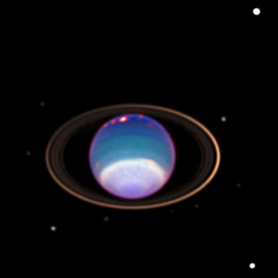 Bild von Uranus, aufgenommen vom Hubble-Teleskop. Der erste in der Neuzeit entdeckte Planet, erstmals beobachtet von William Herschel im Jahr 1781. NASA. Wissenschaft Astronomie Planetarisch Raum von National Aeronautics and Space Administration National Aeronautics and Space Administration